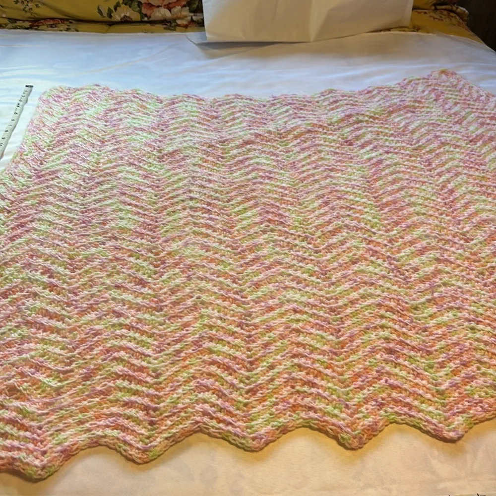 Handmade Crocheted Baby Blanket Afghan  Size  Approximately 35” x 37”